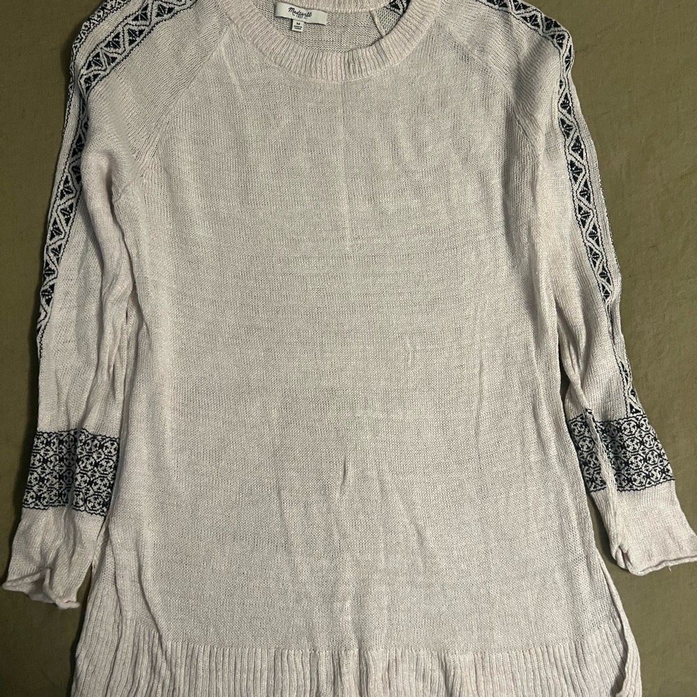 Women's Madewell Cream Sweater with Black Pattern
